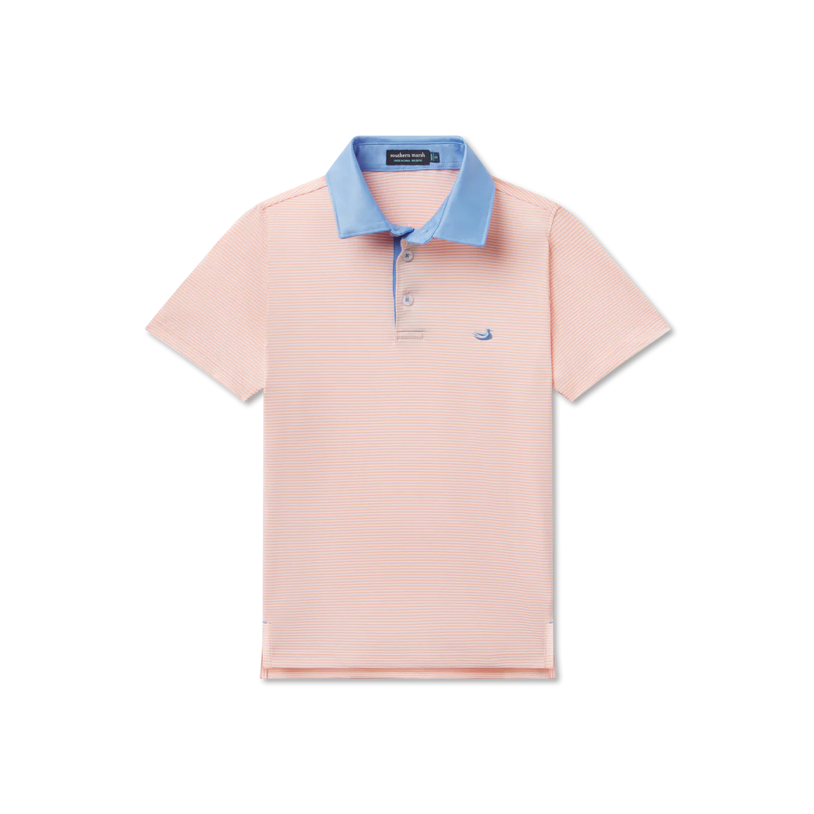 Youth Bermuda Performance Polo- Hampton Stripe Peach & White