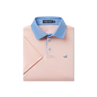 Youth Bermuda Performance Polo- Hampton Stripe Peach & White