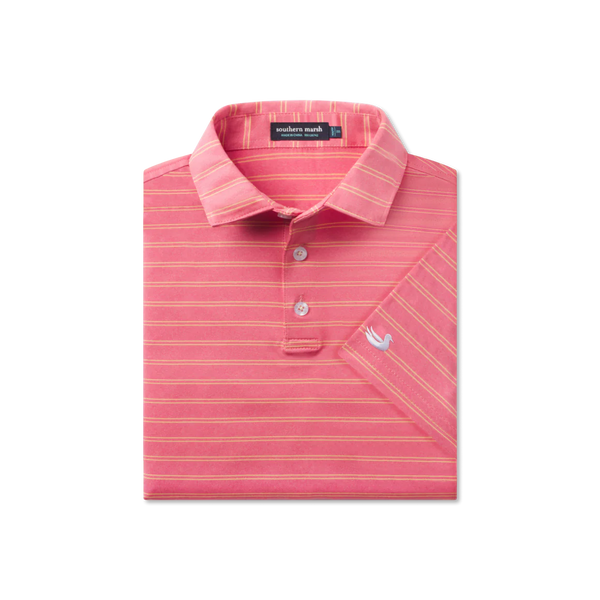 Youth Newcastle Stripe- Featherlight Polo Coral