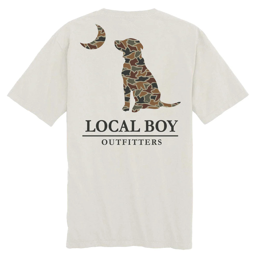 Youth Autumn Duck Camo Dog and Moon Tee - Silver