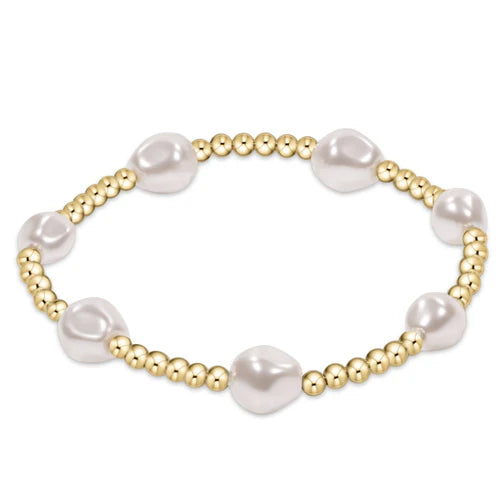 Admire Gold 3mm Bead Bracelet - Pearl