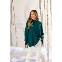 Astrid Jewel Ribbed Sweater- Emerald