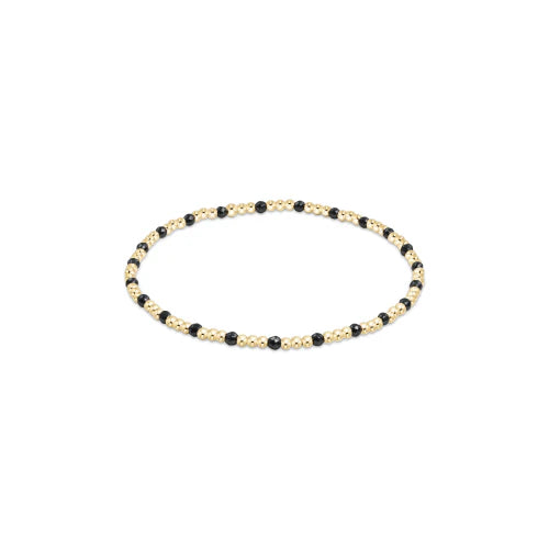 Gold Sincerity Pattern 2mm Bead Bracelet - Faceted Hematite