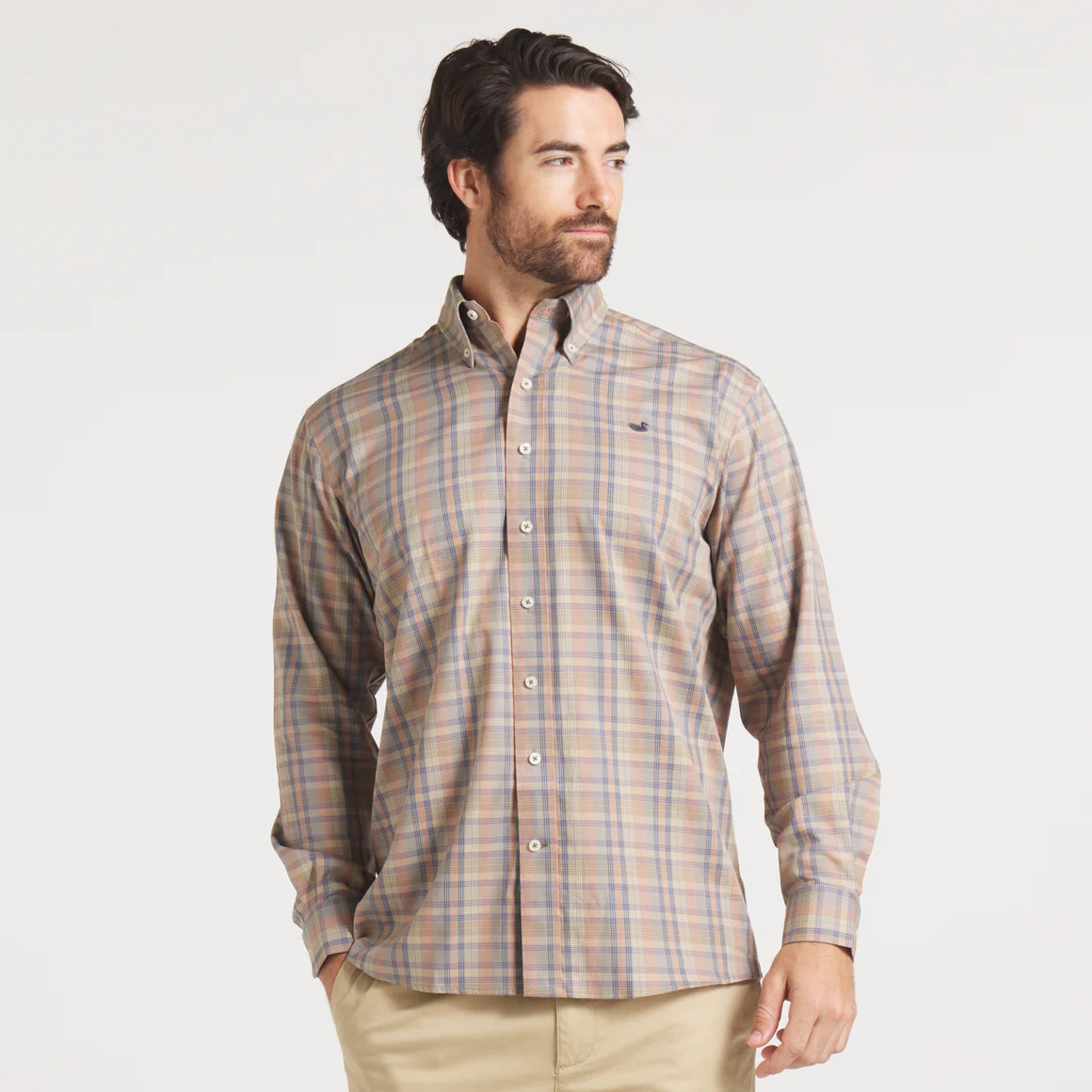 Benton Grid Dress Shirt - Burnt Taupe