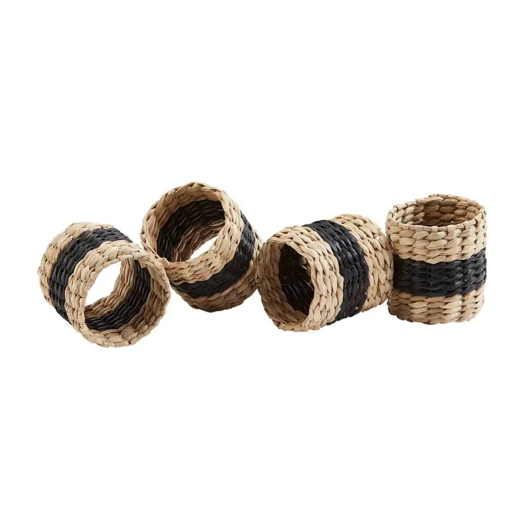 Black Seagrass Napkin Ring Set