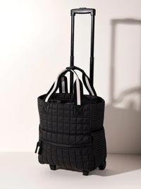 Ezra Quilted Nylon Roller Tote- black