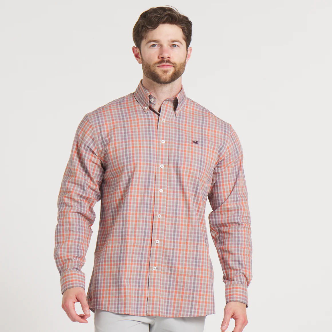 Brantley Performance Dress Shirt - Gray & Wine