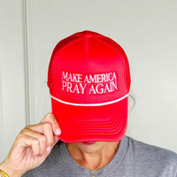 Make America Pray Again Trucker Hat Red/White Rope