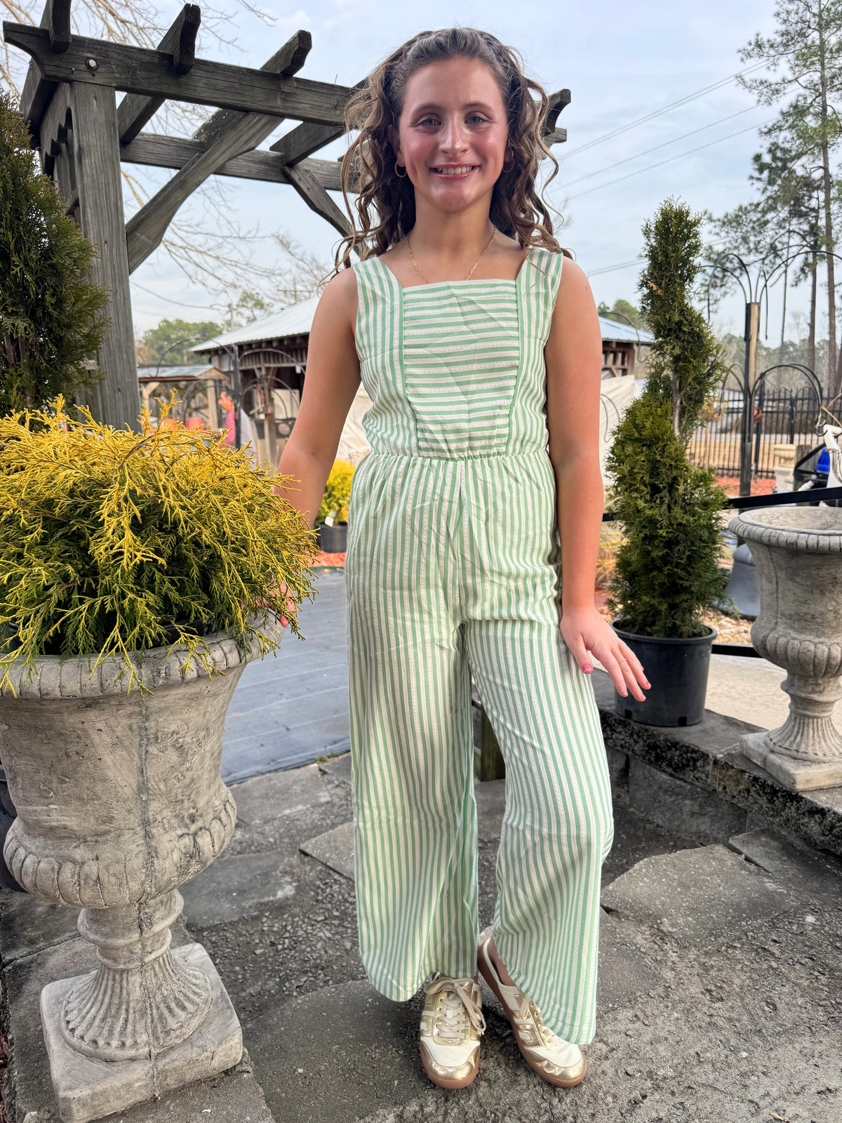 Striped Jumpsuit - Sage