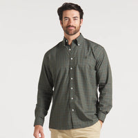Chatham Lines Performance Dress Shirt - Dark Olive & Navy
