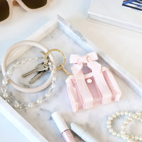 Tini Tote Charm Keychain- Ballet Pink Bow