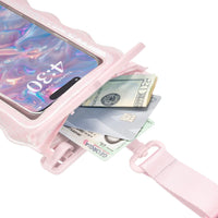 Wavy Waterproof Floating Phone Pouch-Ballet Pink Twinkle