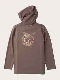 Kids Pro Performance Hoodie T-shirt- Coffee Quartz