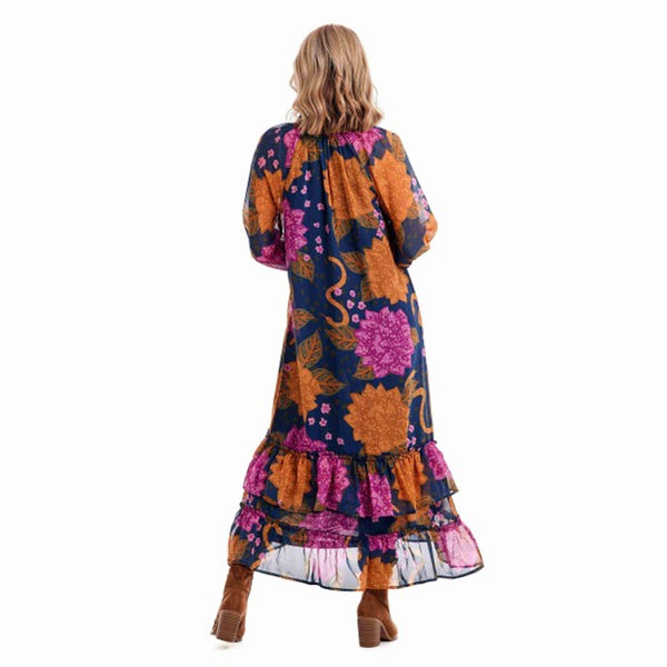 Colleen Floral Maxi Dress-Purple