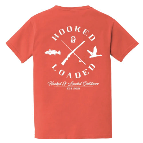 Hooked & Loaded Logo Pocket Tee - Bright Salmon