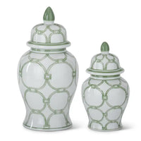 Ginger Jars Geometric Green & White Set