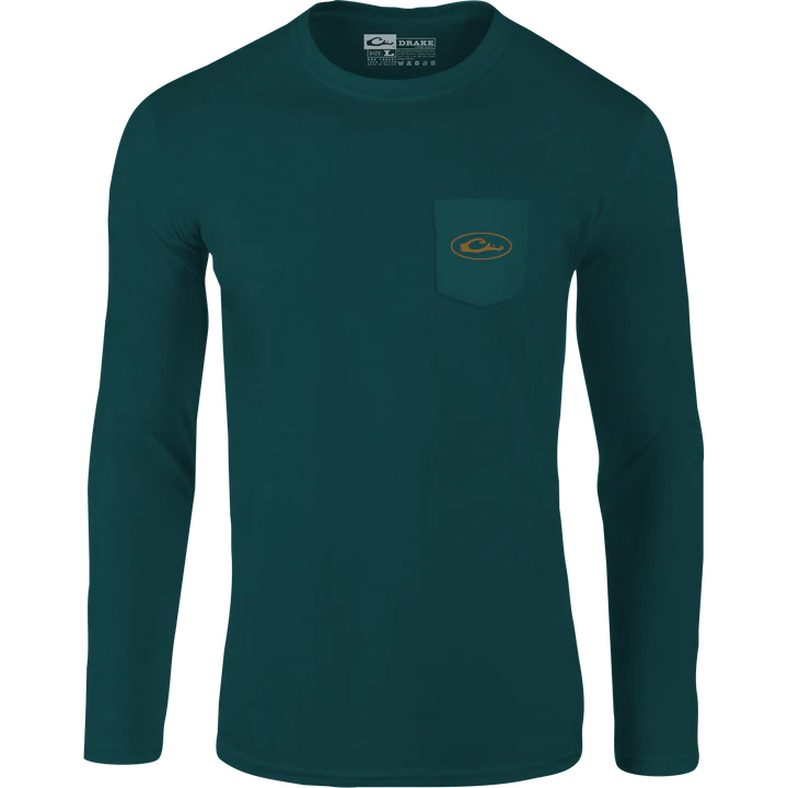 Old School Square L/S Shirt- Green Blue Slate Heather