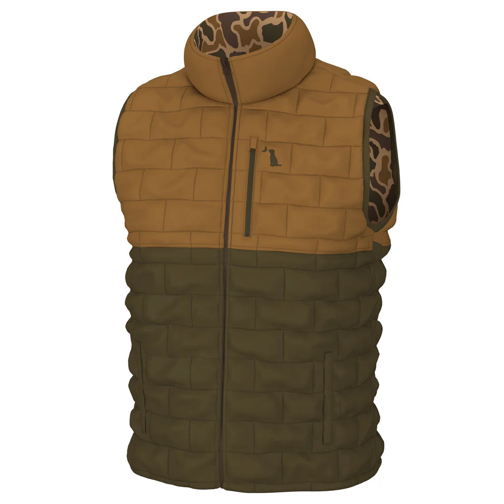 Duck Down Reversible Vest - Old School Camo