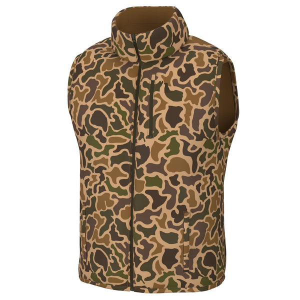 Duck Down Reversible Vest - Old School Camo