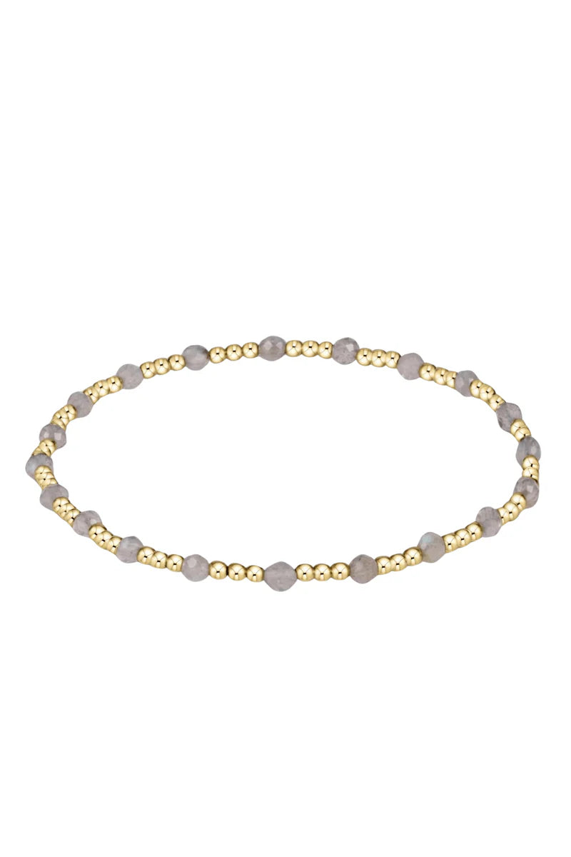 Gold Sincerity Pattern 3mm Bead Bracelet - Labradorite