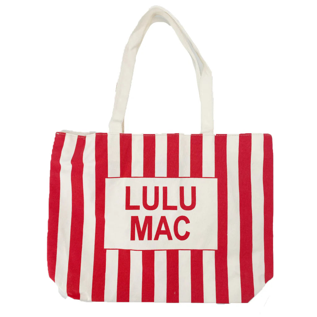 Lulu Mac Canvas Tote Red/White Stripe
