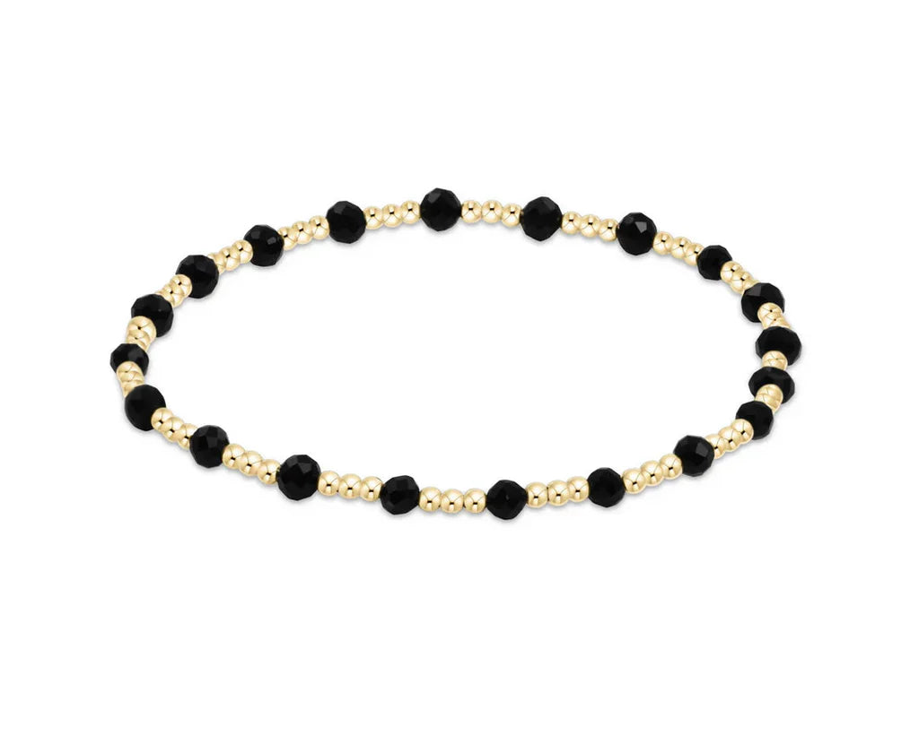 Extend Gold Sincerity Pattern 3mm Bead Bracelet - Faceted Onyx