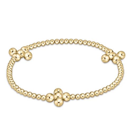 Extend Signature Cross Gold Bead Bracelet