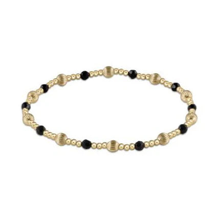 Dignity Sincerity Pattern 4mm Bead Bracelet - Faceted Onyx