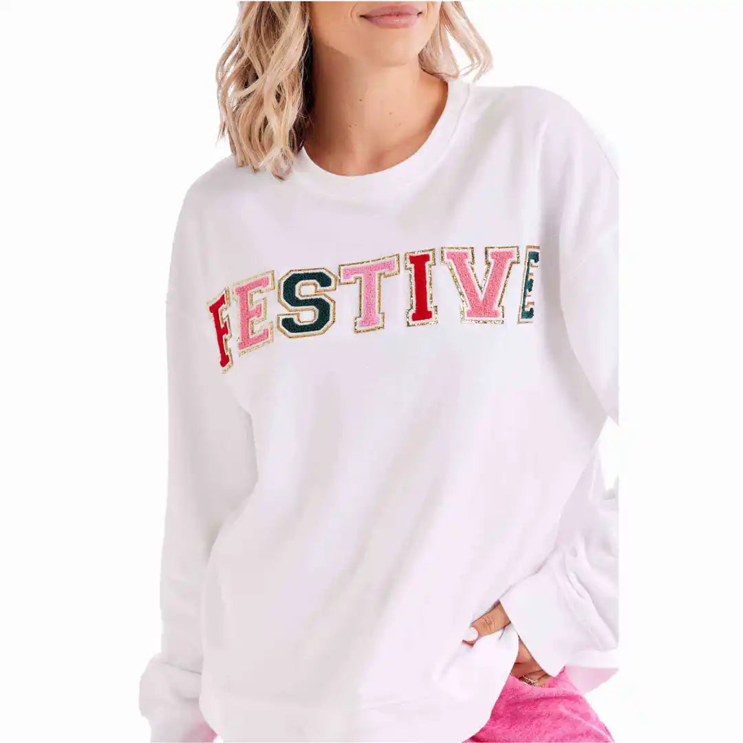 Holiday Patch Sweatshirt- Festive