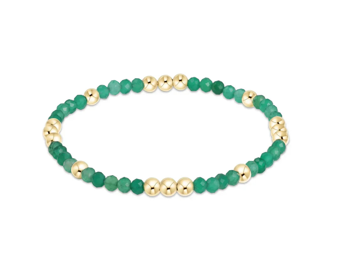 Worthy Pattern 3mm Bead Bracelet - Green Onyx