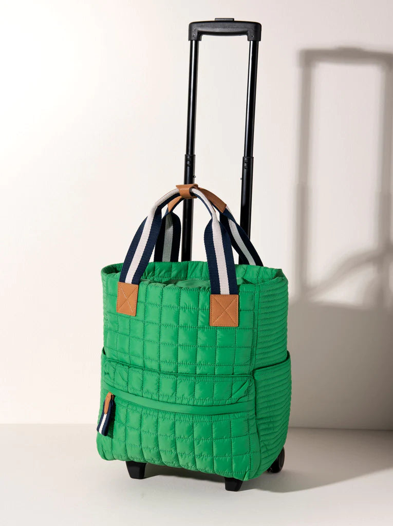 Ezra Quilted Nylon Roller Tote- Green