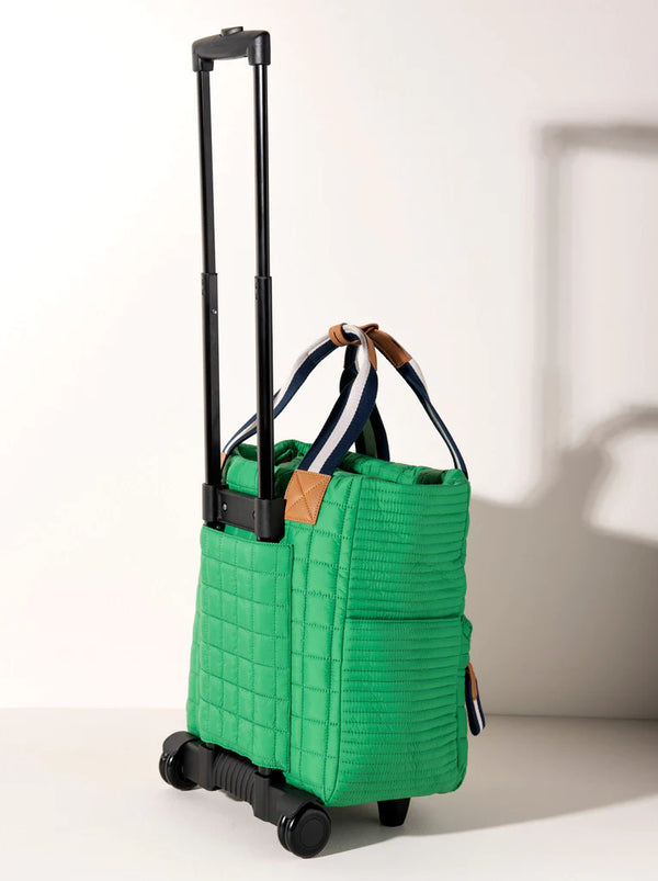 Ezra Quilted Nylon Roller Tote- Green