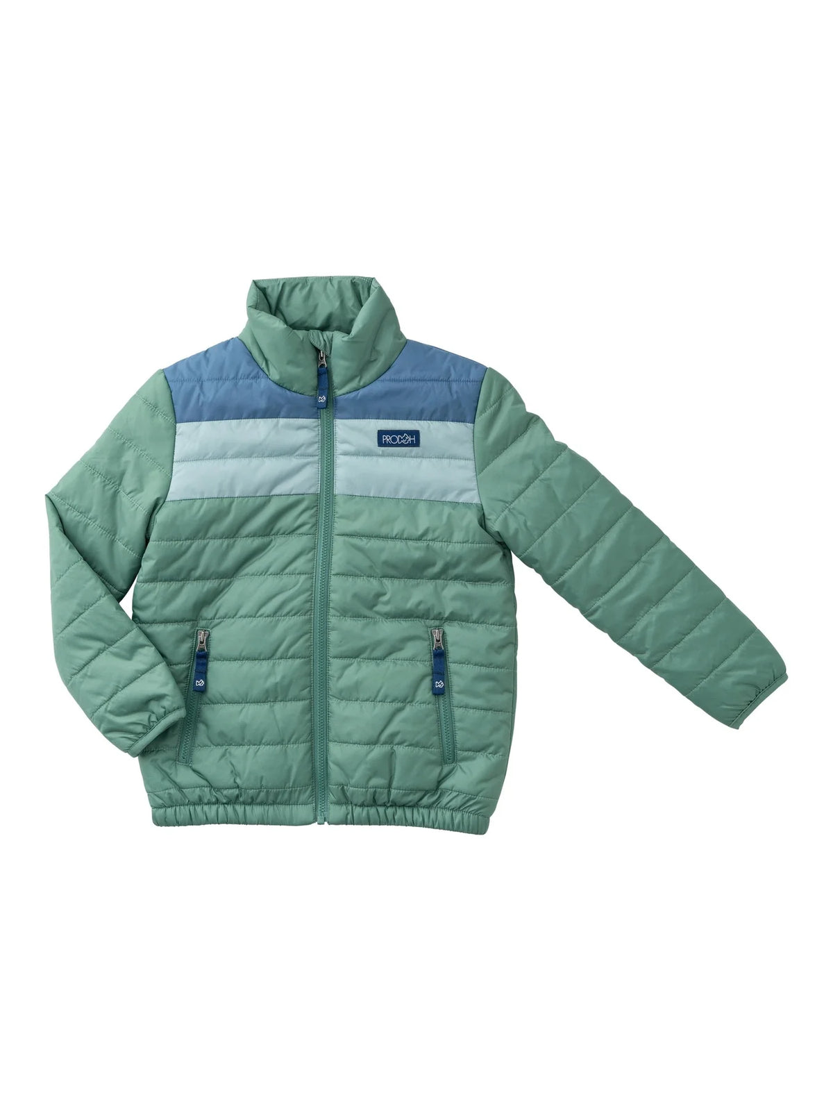 Boys Puffer Jacket- Green Color Block