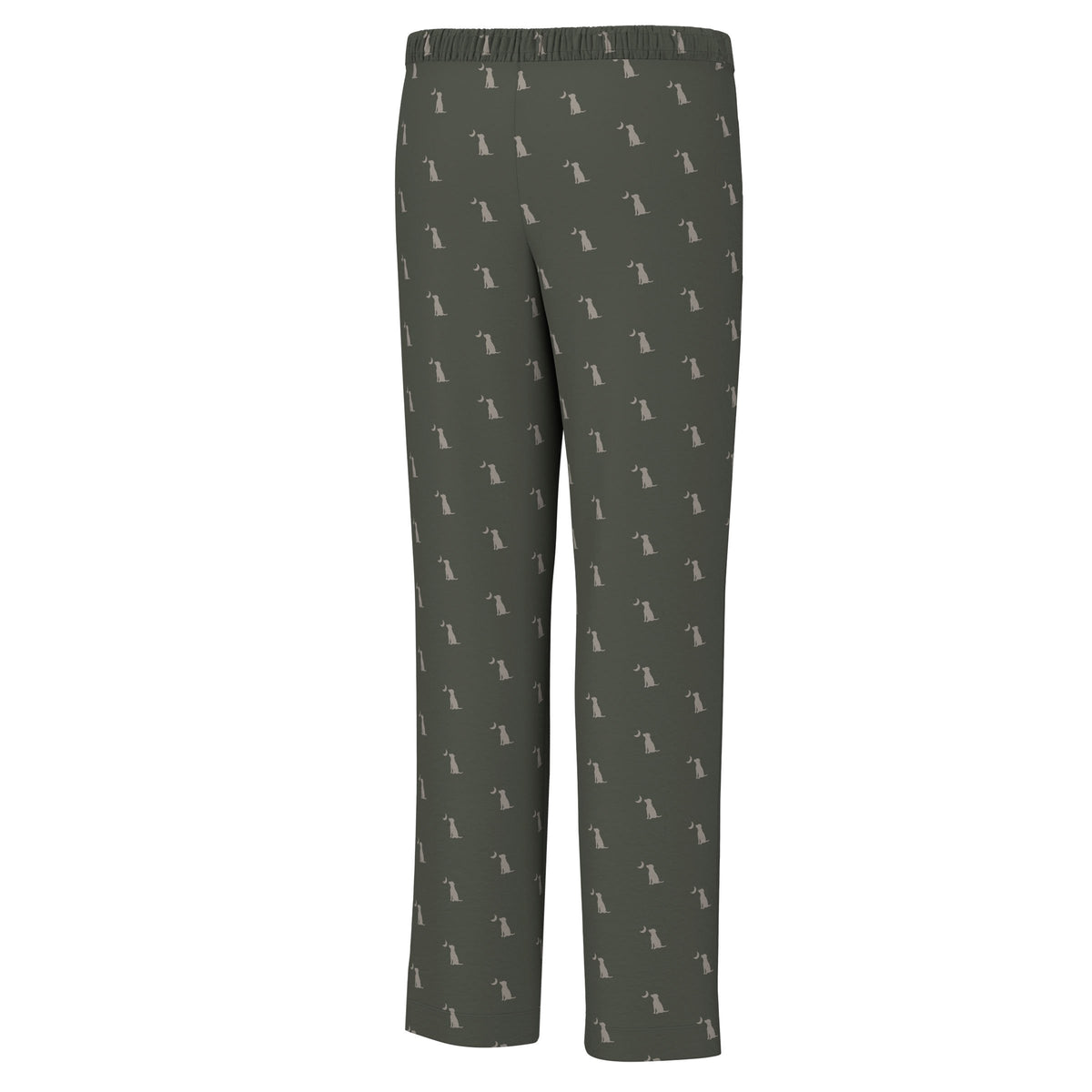 Pajama Pants - Dark Olive Dog and Moon
