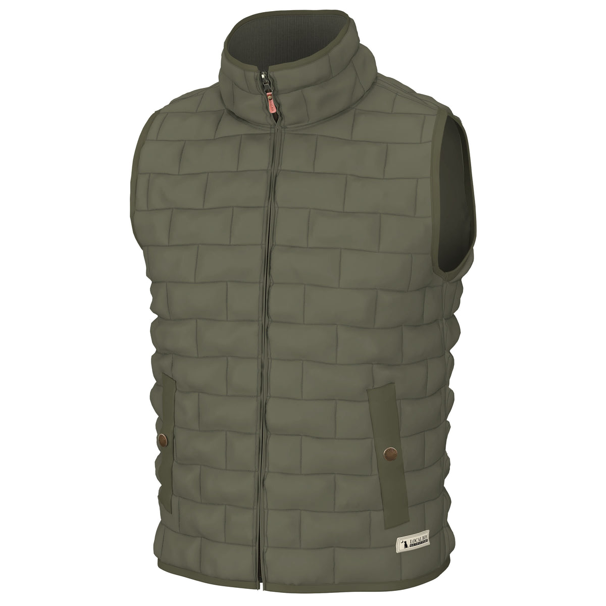 Youth Brick Quilted Vest- Moss