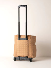 Ezra Quilted Nylon Roller Tote- Tan