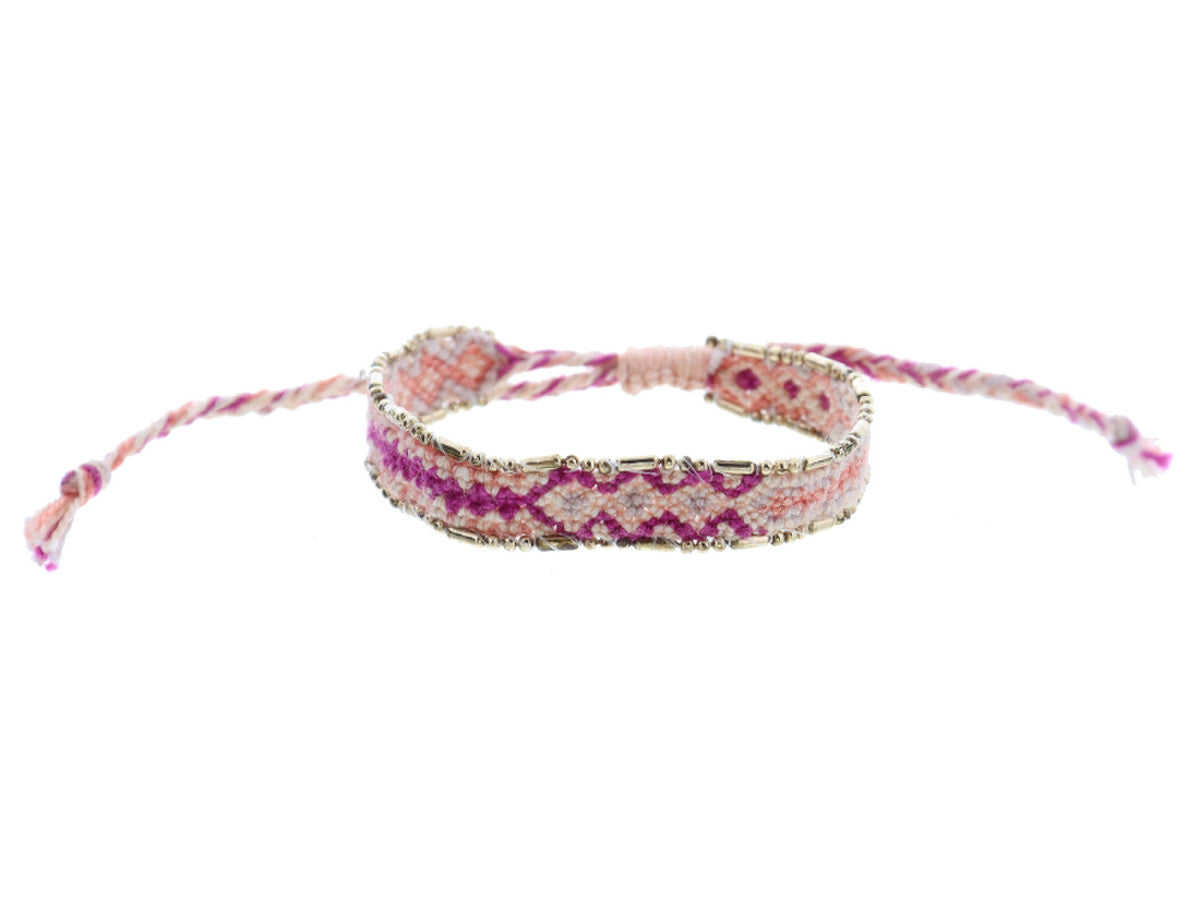 Kids Woven Band With Gold Accent- Peach, Magenta