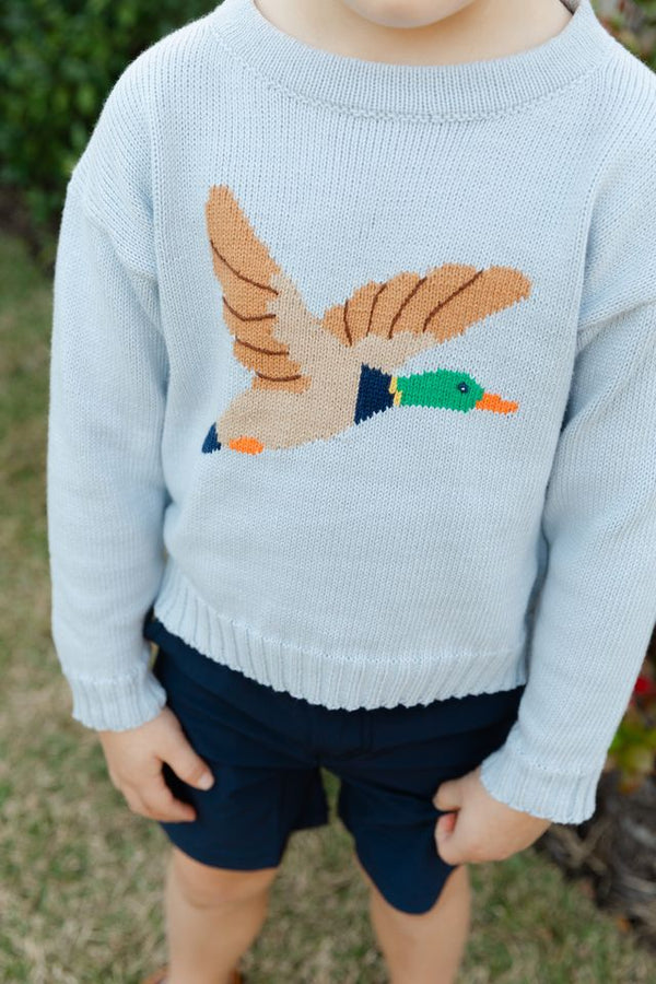 Crew Neck Sweater - Duck on Grey