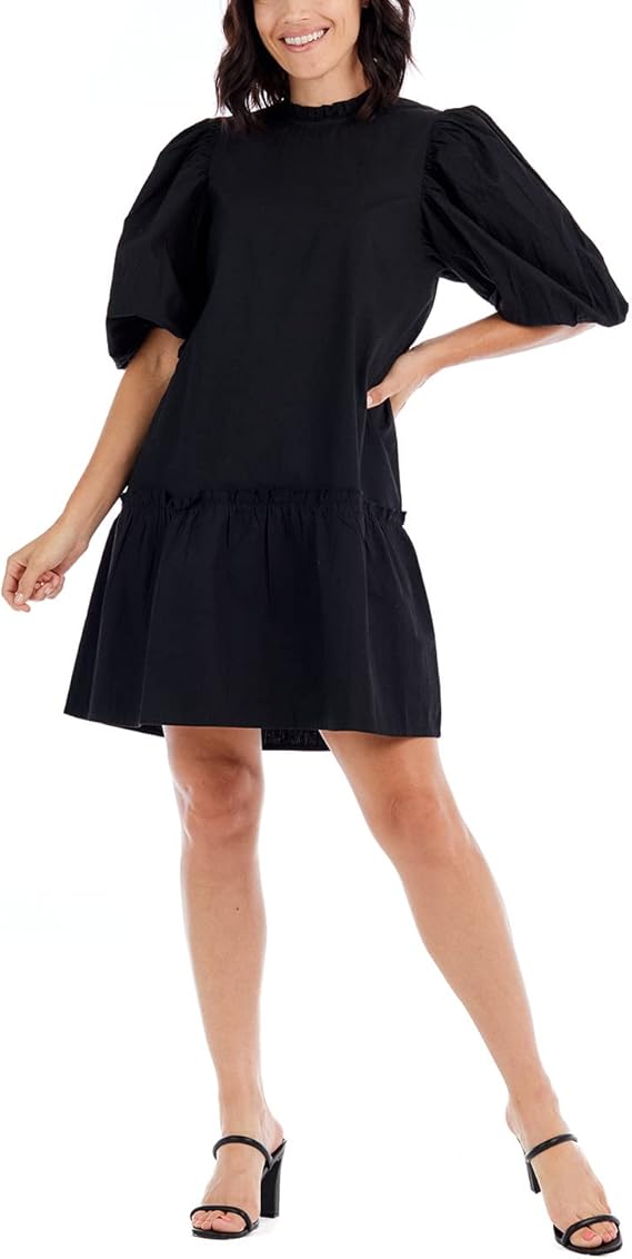 Milan Flounce Dress- Black