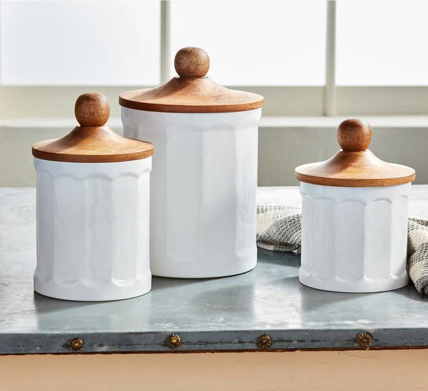 Mud Pie Farmhouse Milk Glass Canister Set
