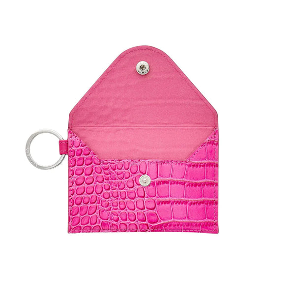 Keychain Wallet : Pink Leather Envelope Card Case