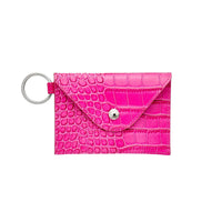 Keychain Wallet : Pink Leather Envelope Card Case