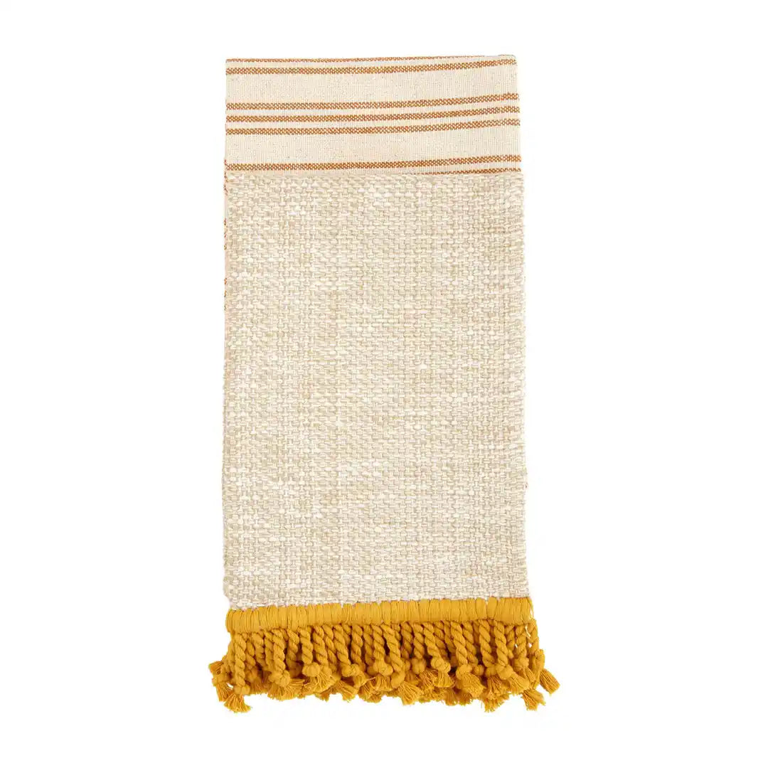 Fringe Towel Set-Rust, Green, Mustard