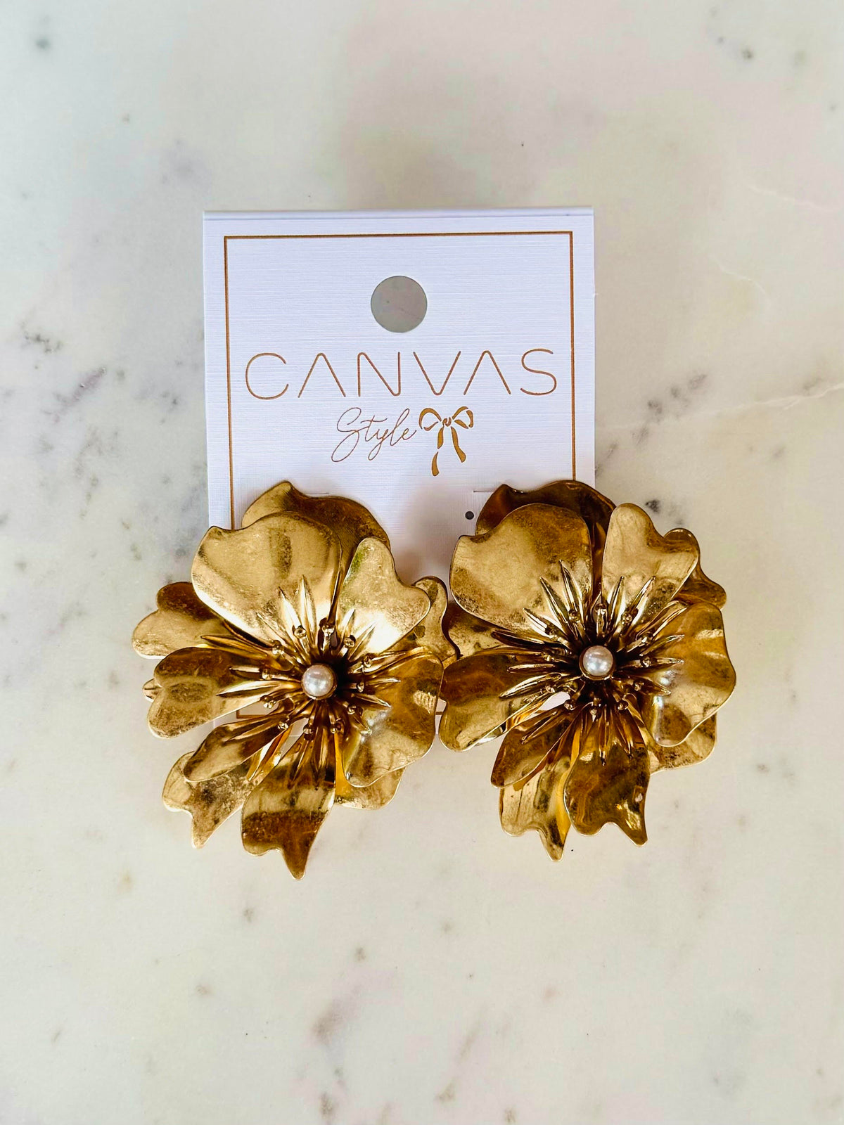 Nicole Pearl Flower Statement Earrings - Gold