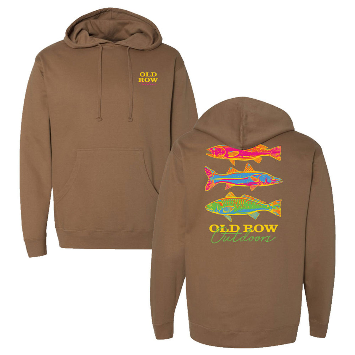 Men's Old Row Neon Fish Hoodie- Saddle