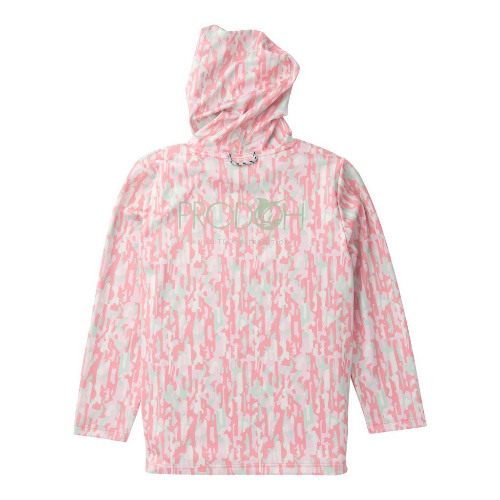 Girls Pro Performance Hoodie T-Shirt- Geranium Pink Stay in the Lines