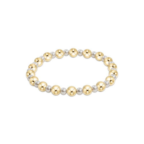 Pearl Grateful Pattern Bead Bracelet - 6mm Gold