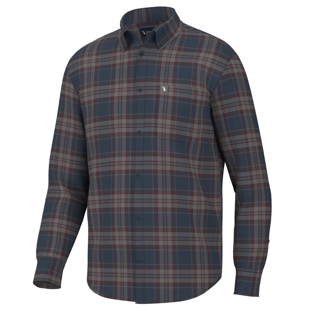 Phelan Stretch Flannel- Navy/Charcoal/Red