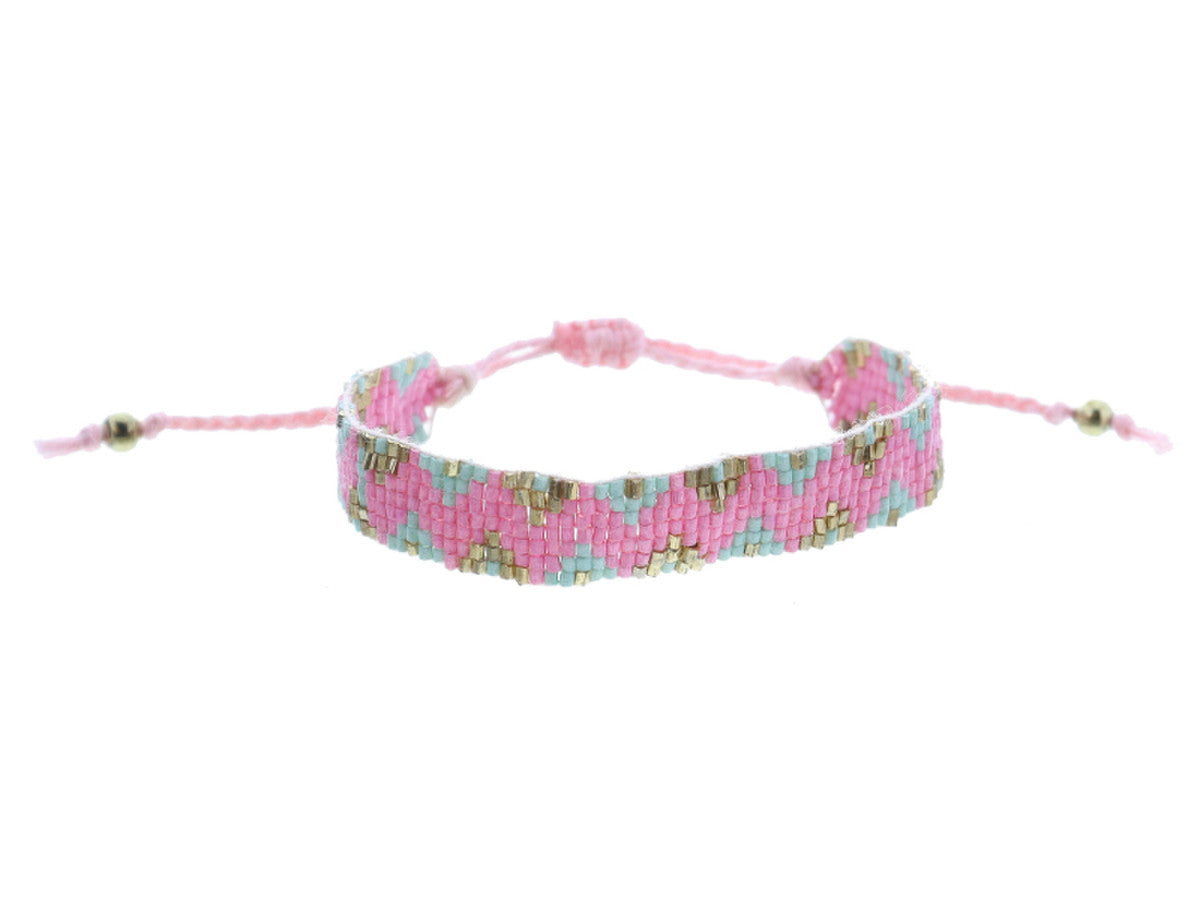 Kids Woven Bead Bracelet - Pink, Mint, Gold