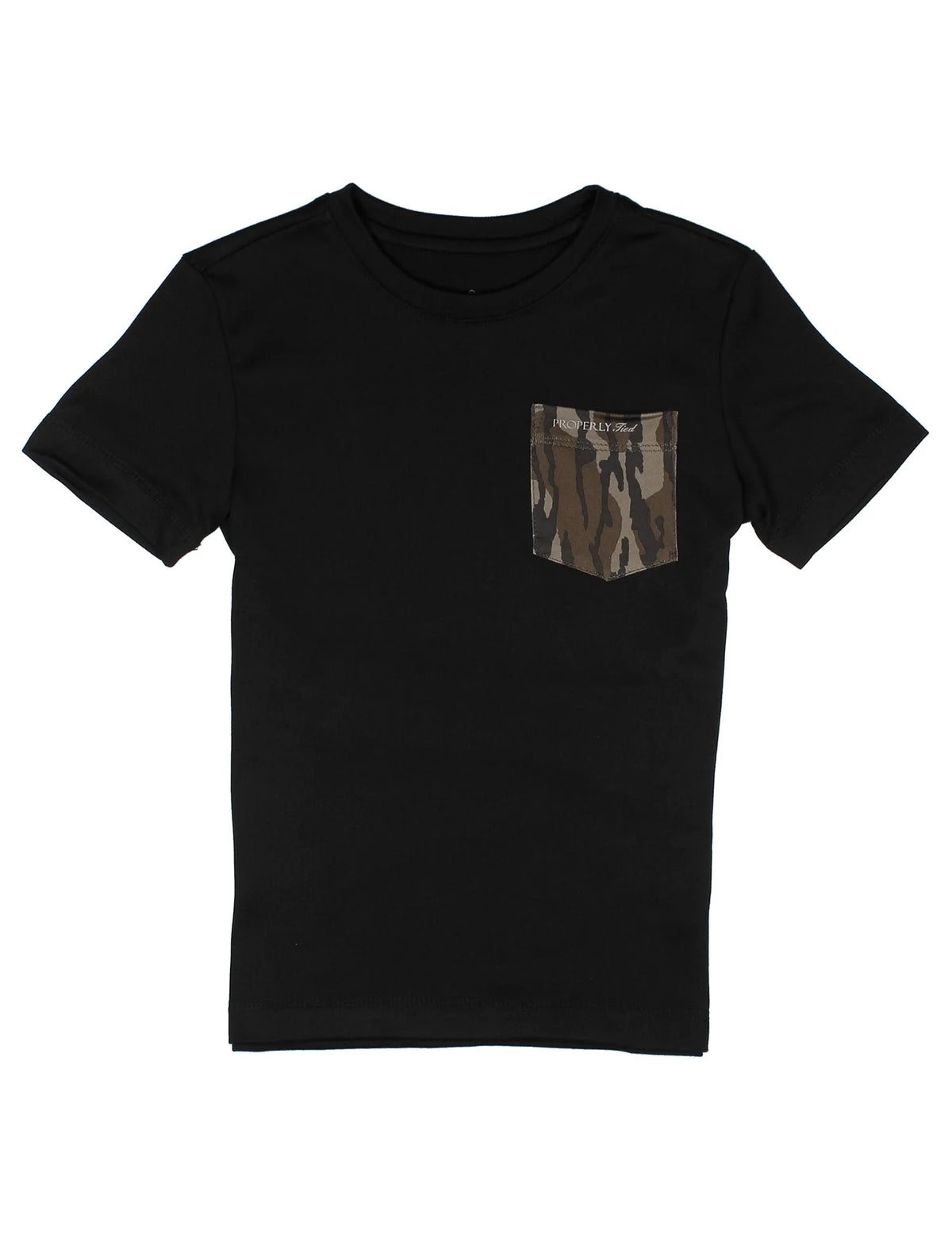 Boys Ravine Pocket Tee SS Mossy Oak- Black
